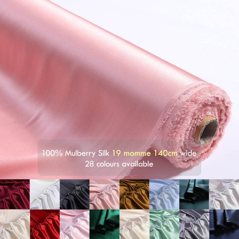 19 momme silk satin fabrics, 55″(140cm) 100% Mulberry Silk for slip Dress