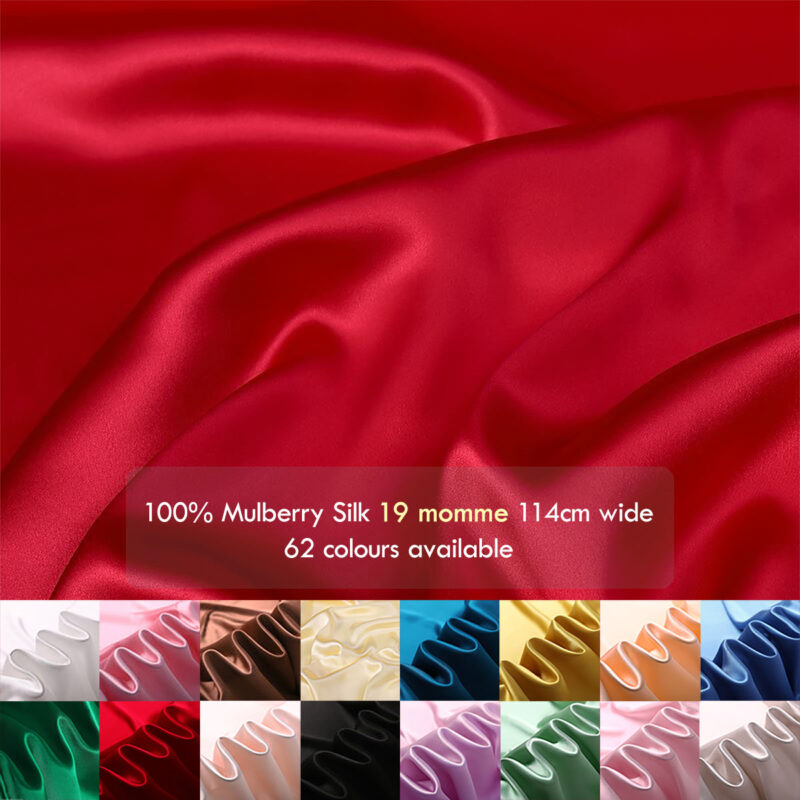 19 momme 45″(114cm) 100% Mulberry Silk Satin Fabrics Natural for Slip Dress