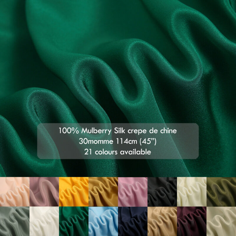 30 momme Silk crepe de chine fabrics / CDC, Natural Mulberry silk 114cm wide