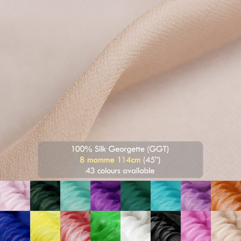 8 momme Mulberry Silk georgette fabrics, 114cm thin beautiful silk for women's shirts