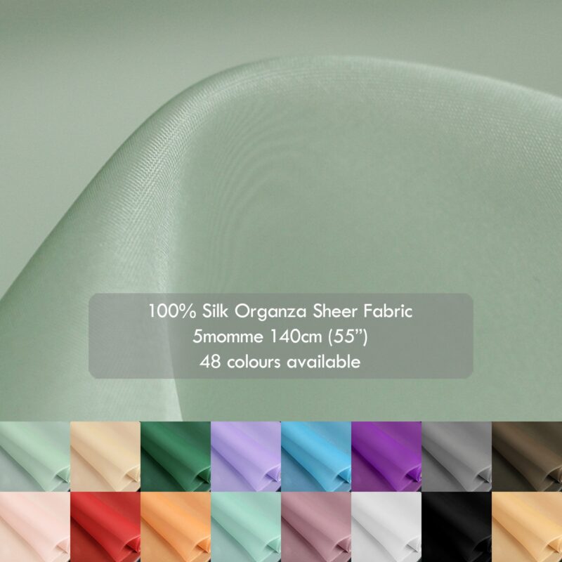 5 momme mulberry Silk organza fabrics, 140cm 100% natural silk transparent voile for sheer shirts